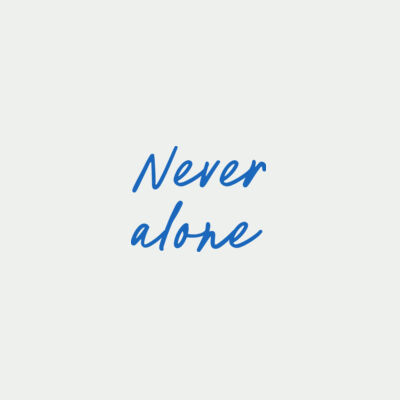 Never Alone Blue 51mm x 40mm Thumbnail